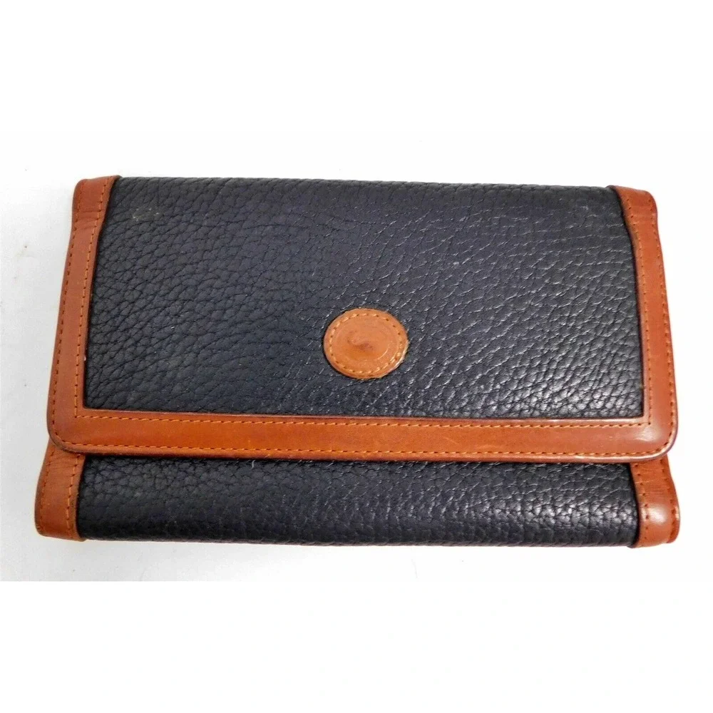 Dooney & Bourke Black British Brown Leather Large Clutch Wallet